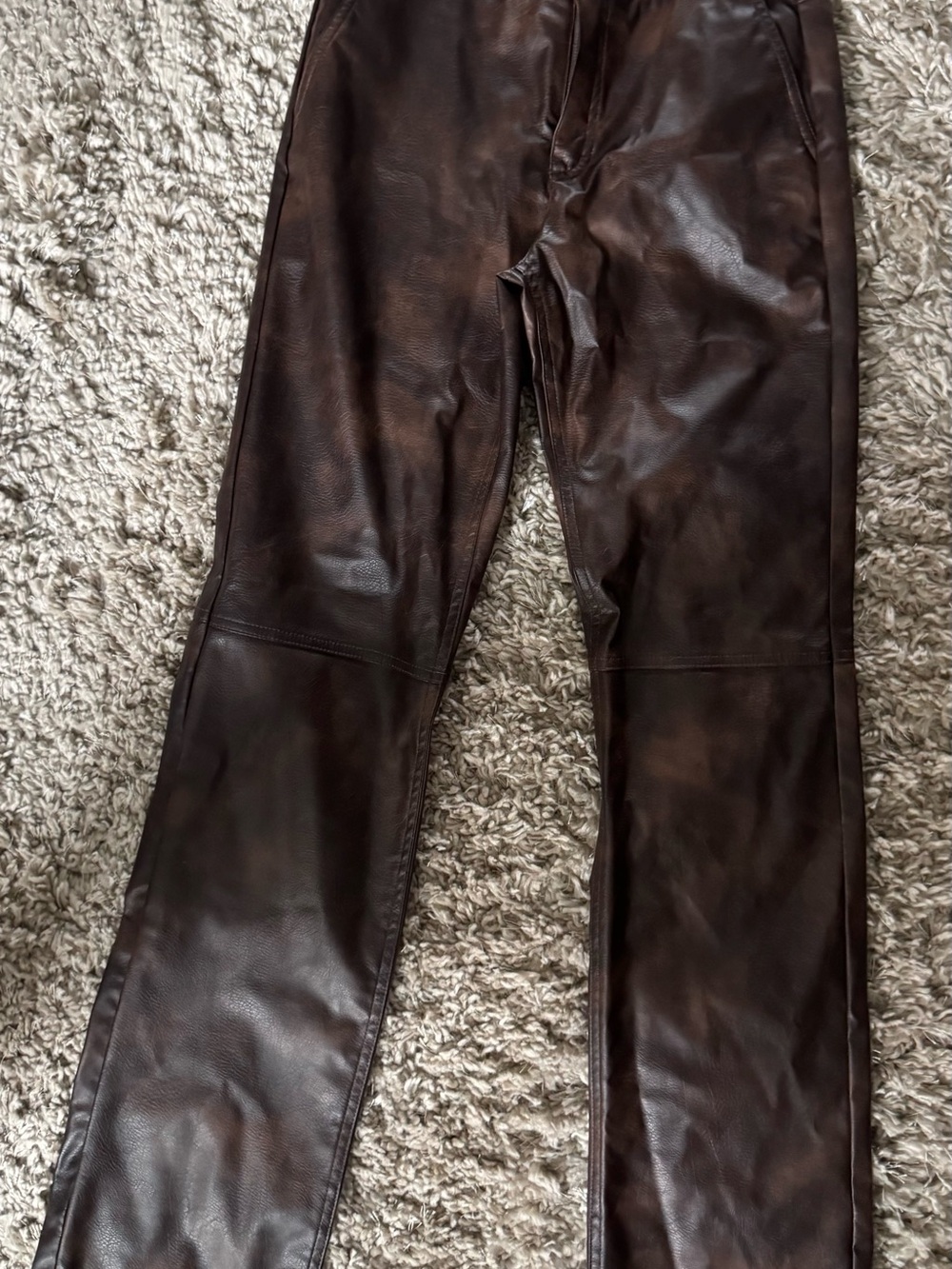 Woman’s Brown Leather Jeans - Classic Slim Fit